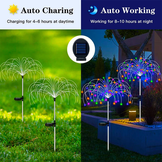 Solar LED Firework Fairy Lights Outdoor Waterproof